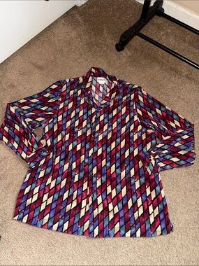BonWorth Multicolor Geometric Print Button Up